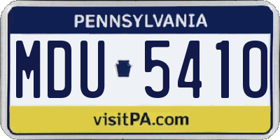 PA license plate MDU5410