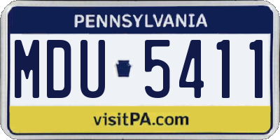 PA license plate MDU5411