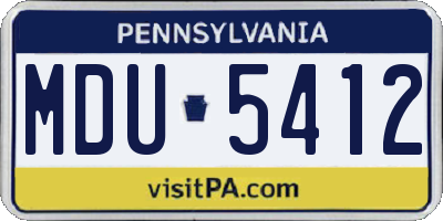 PA license plate MDU5412