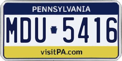 PA license plate MDU5416