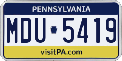 PA license plate MDU5419