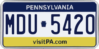 PA license plate MDU5420
