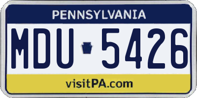 PA license plate MDU5426