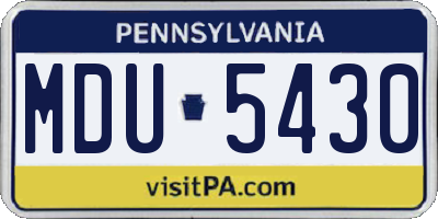PA license plate MDU5430