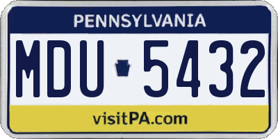 PA license plate MDU5432
