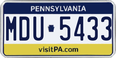 PA license plate MDU5433
