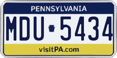 PA license plate MDU5434