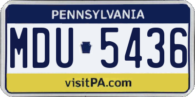 PA license plate MDU5436