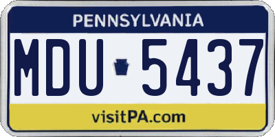 PA license plate MDU5437