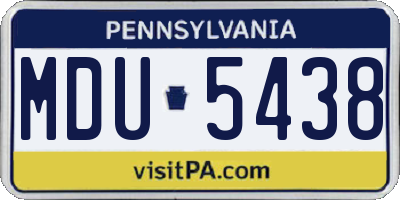 PA license plate MDU5438