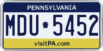 PA license plate MDU5452