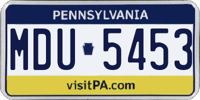 PA license plate MDU5453