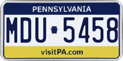 PA license plate MDU5458
