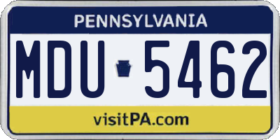 PA license plate MDU5462