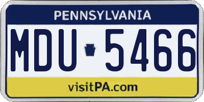 PA license plate MDU5466