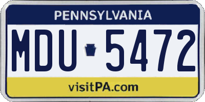 PA license plate MDU5472