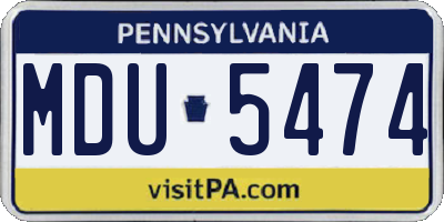 PA license plate MDU5474