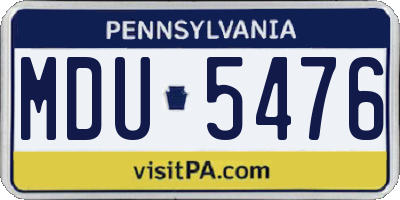 PA license plate MDU5476