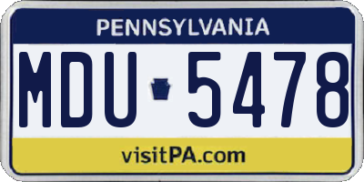 PA license plate MDU5478