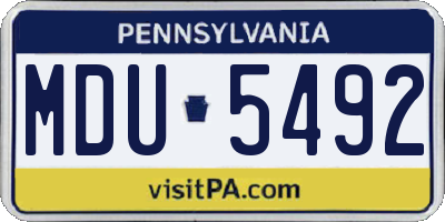 PA license plate MDU5492