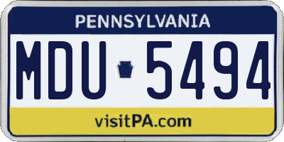PA license plate MDU5494
