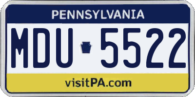 PA license plate MDU5522