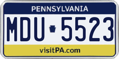 PA license plate MDU5523