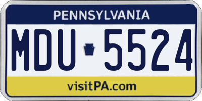 PA license plate MDU5524