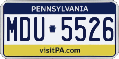 PA license plate MDU5526
