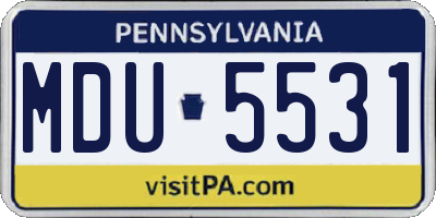PA license plate MDU5531