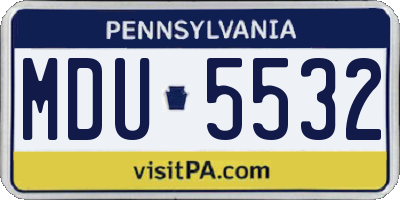 PA license plate MDU5532
