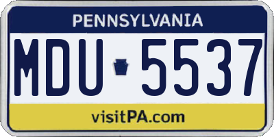 PA license plate MDU5537