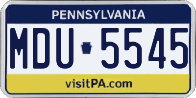 PA license plate MDU5545