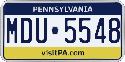 PA license plate MDU5548
