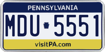 PA license plate MDU5551