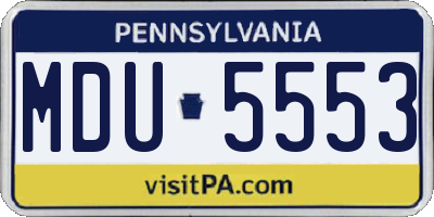 PA license plate MDU5553