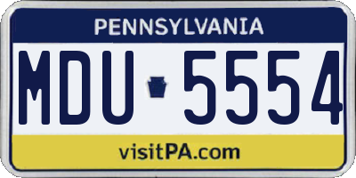 PA license plate MDU5554