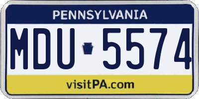 PA license plate MDU5574