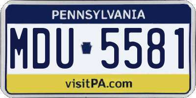 PA license plate MDU5581