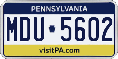 PA license plate MDU5602