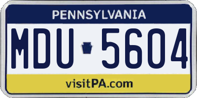 PA license plate MDU5604