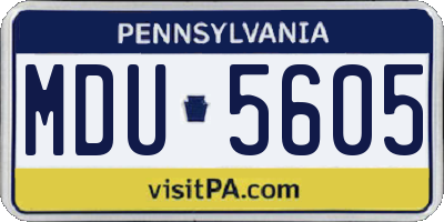 PA license plate MDU5605