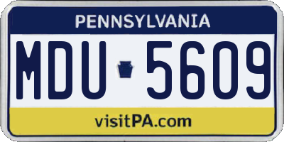PA license plate MDU5609