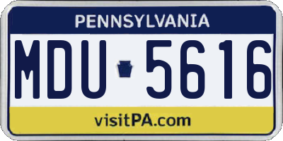 PA license plate MDU5616