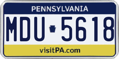 PA license plate MDU5618