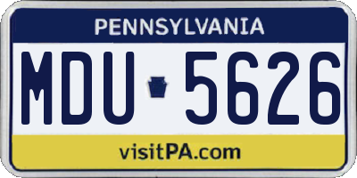 PA license plate MDU5626