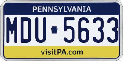 PA license plate MDU5633
