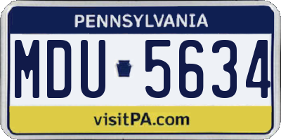 PA license plate MDU5634