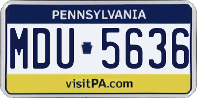 PA license plate MDU5636