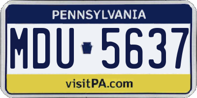 PA license plate MDU5637